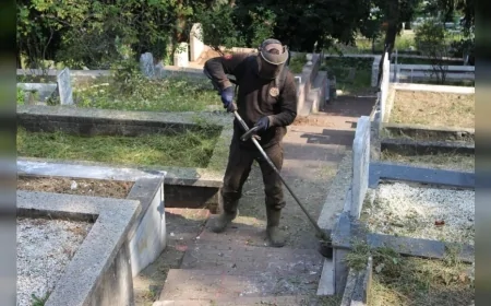 Giresun Belediyesi, Yeni Mezarlık’ta kapsamlı ot biçme ve temizlik çalışması gerçekleştirdi