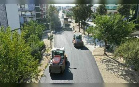 Aydın Büyükşehir Belediyesi, Efeler Dedekuyusu Caddesi’nde sıcak asfalt çalışmalarına başladı