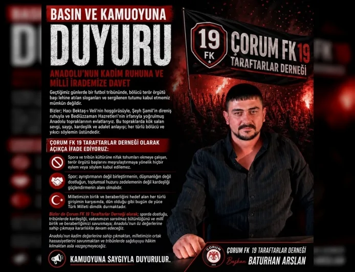 19 FK Taraftarlar Derneği Başkanı Baturhan Arslan: “Spor ayrıştırmanın değil birleştirmenin alanı olmalıdır”
