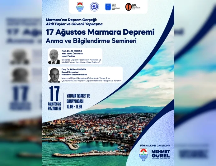 Yalova’da 17 Ağustos Marmara Depremi’nin yıl dönümünde deprem gerçeği bilim insanlarıyla ele alınacak
