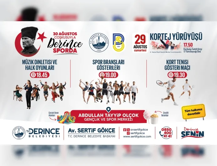 Derince’de 30 Ağustos Zafer Bayramı’nın 104. yılı spor ve kortej etkinlikleriyle kutlanacak