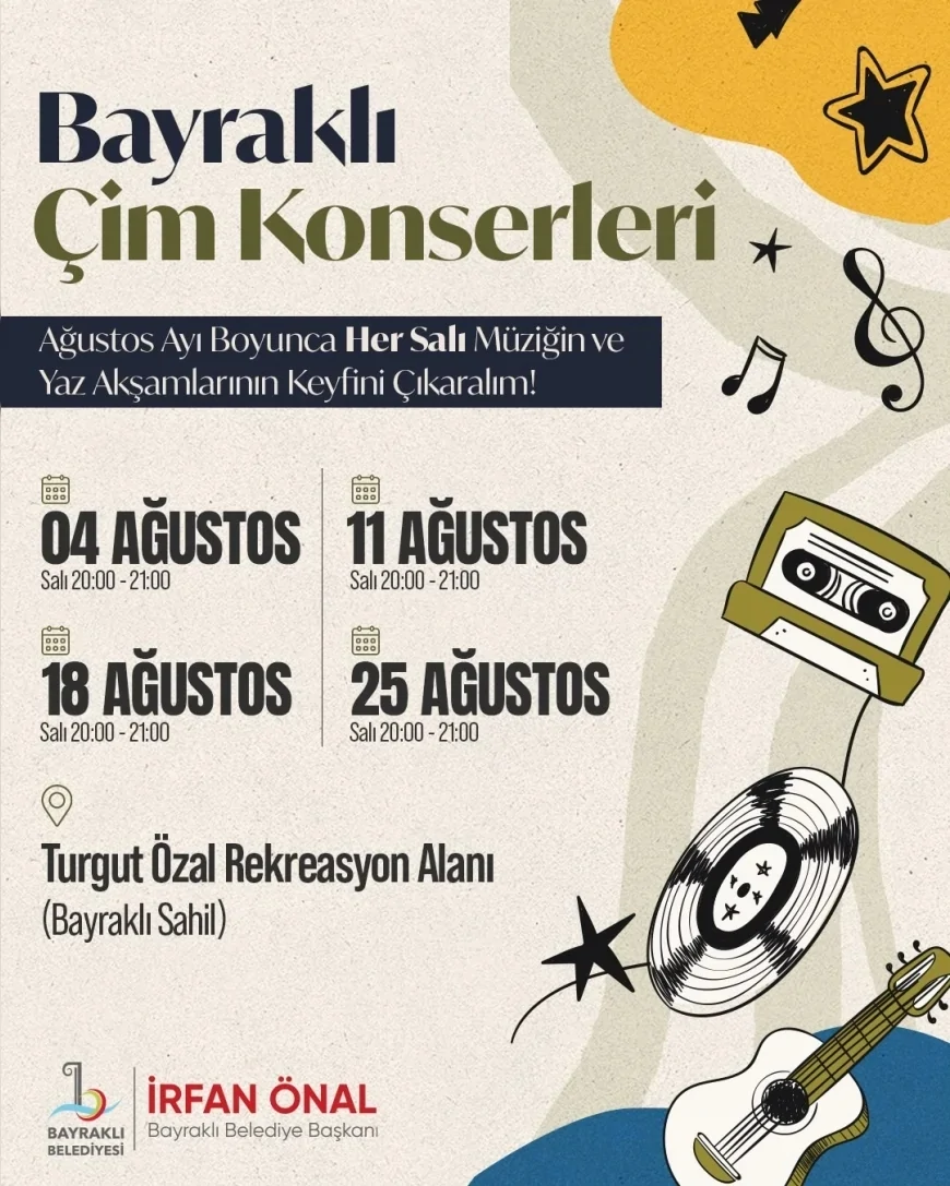 Bayraklı Belediye Başkanı İrfan Önal: “Tüm komşularımızı ağustos ayı boyunca Çim Konserleri’ne davet ediyorum”