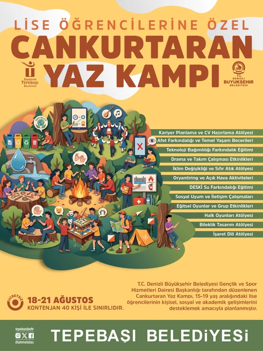Tepebaşı Belediyesi ile Denizli Büyükşehir Belediyesi Gençler İçin Cankurtaran Yaz Kampı Düzenliyor