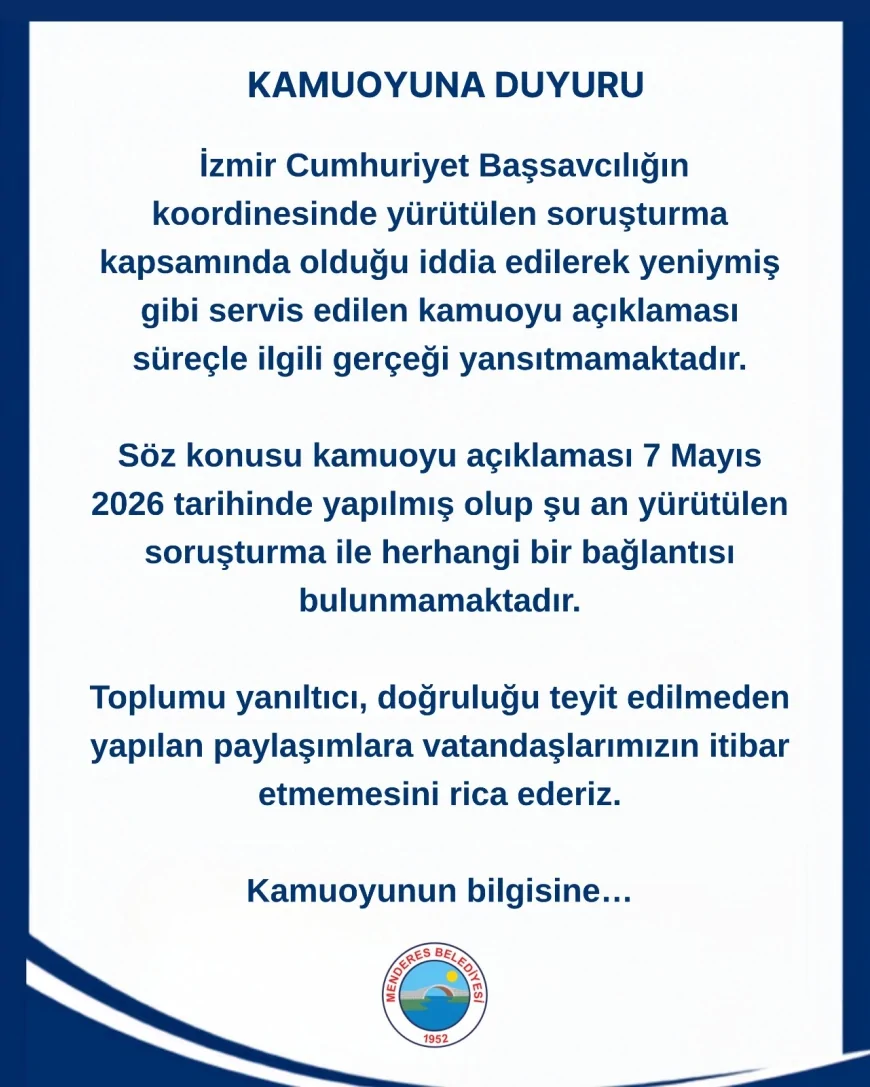 İzmir Cumhuriyet Başsavcılığı Soruşturmasına İlişkin Eski Açıklamanın Yeniden Dolaşıma Sokulduğu Belirtildi