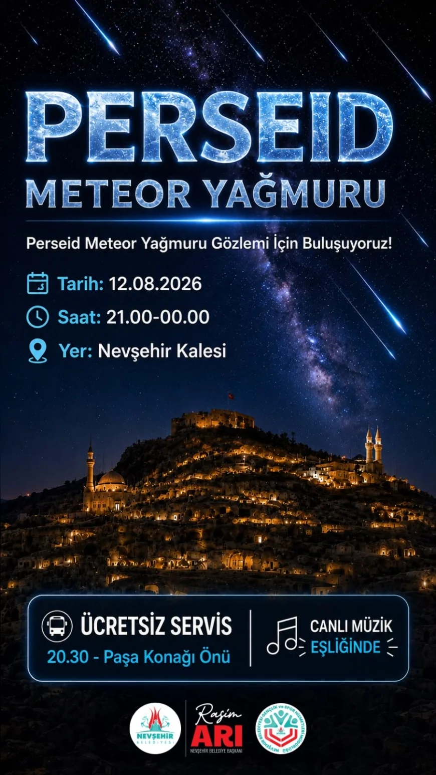 Nevşehir Kalesi’nde Perseid Meteor Yağmuru heyecanı: Gökyüzü meraklıları tarihi atmosferde buluşacak