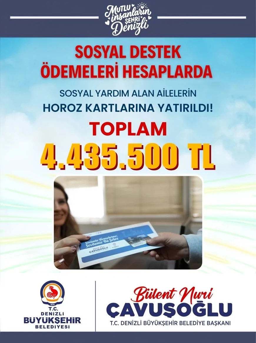 Denizli Büyükşehir’den dar gelirli ailelere 4 milyon 435 bin 500 liralık sosyal destek