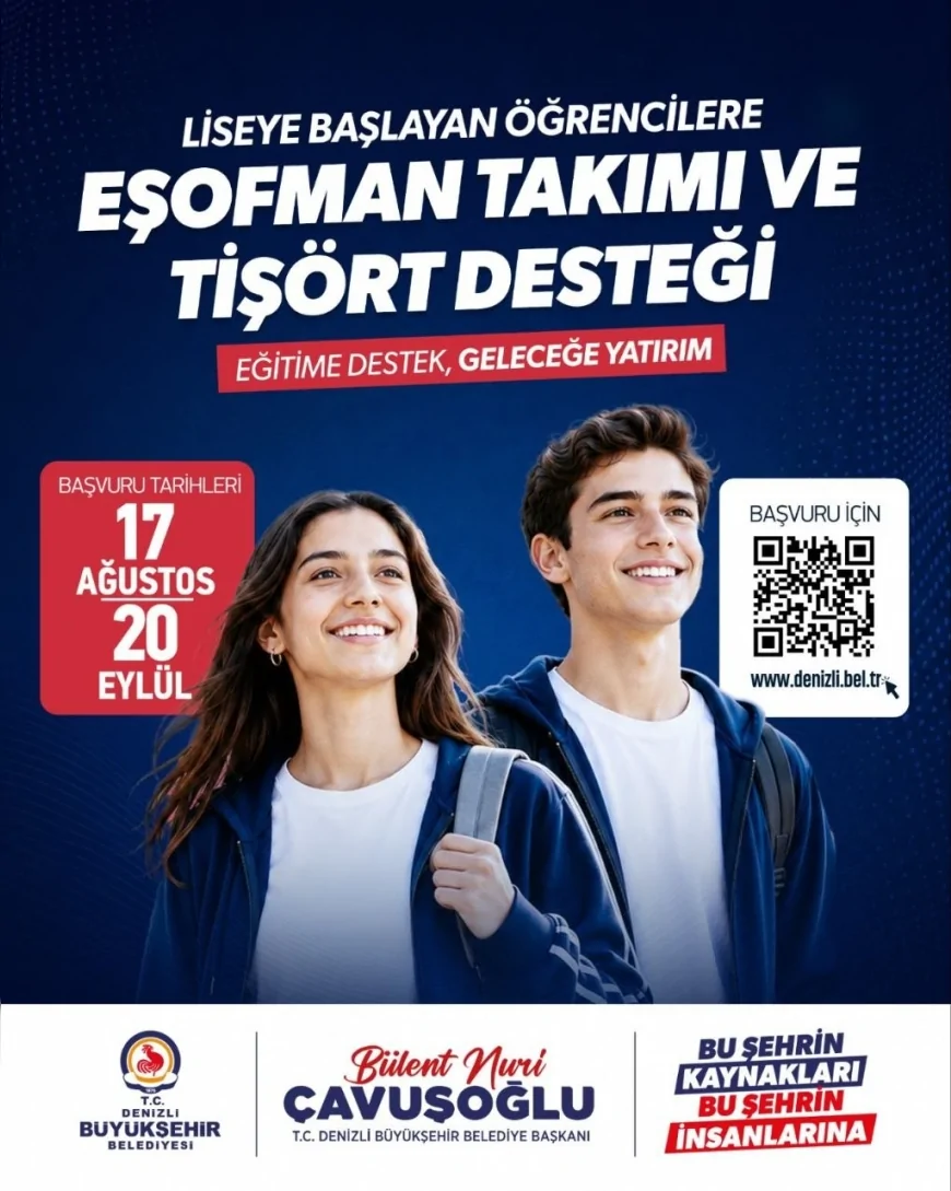 Denizli Büyükşehir Belediyesi 9. sınıfa başlayacak öğrencilere eşofman ve tişört desteği sağlayacak