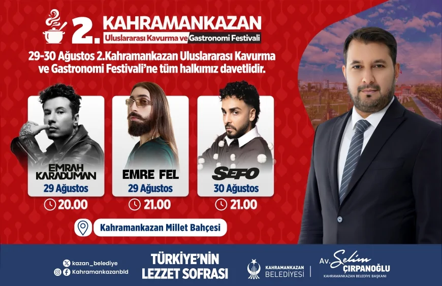 Kahramankazan’da Uluslararası Kavurma ve Gastronomi Festivali Zafer Bayramı coşkusuyla düzenlenecek