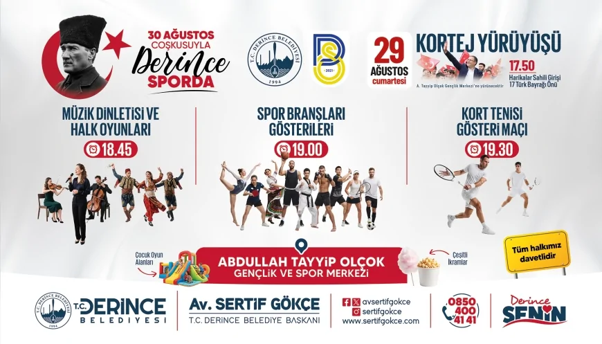 Derince’de 30 Ağustos Zafer Bayramı’nın 104. yılı spor ve kortej etkinlikleriyle kutlanacak