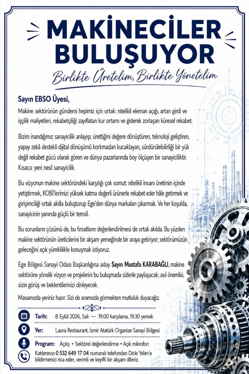 Makineciler İzmir’de Sektörün Sorunları ve Gelecek Beklentileri İçin Bir Araya Gelecek