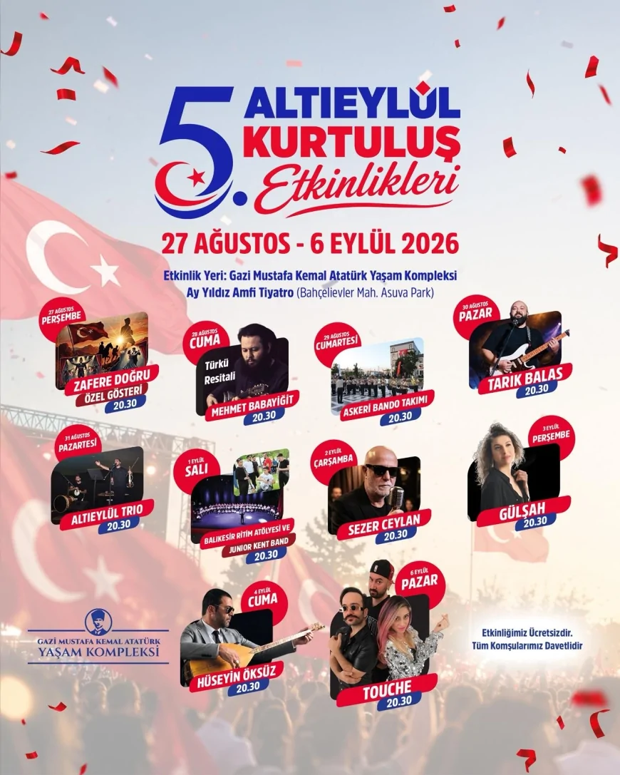 Altıeylül’de Kurtuluşun 103. Yılı Konser ve Gösterilerle Günlerce Kutlanacak
