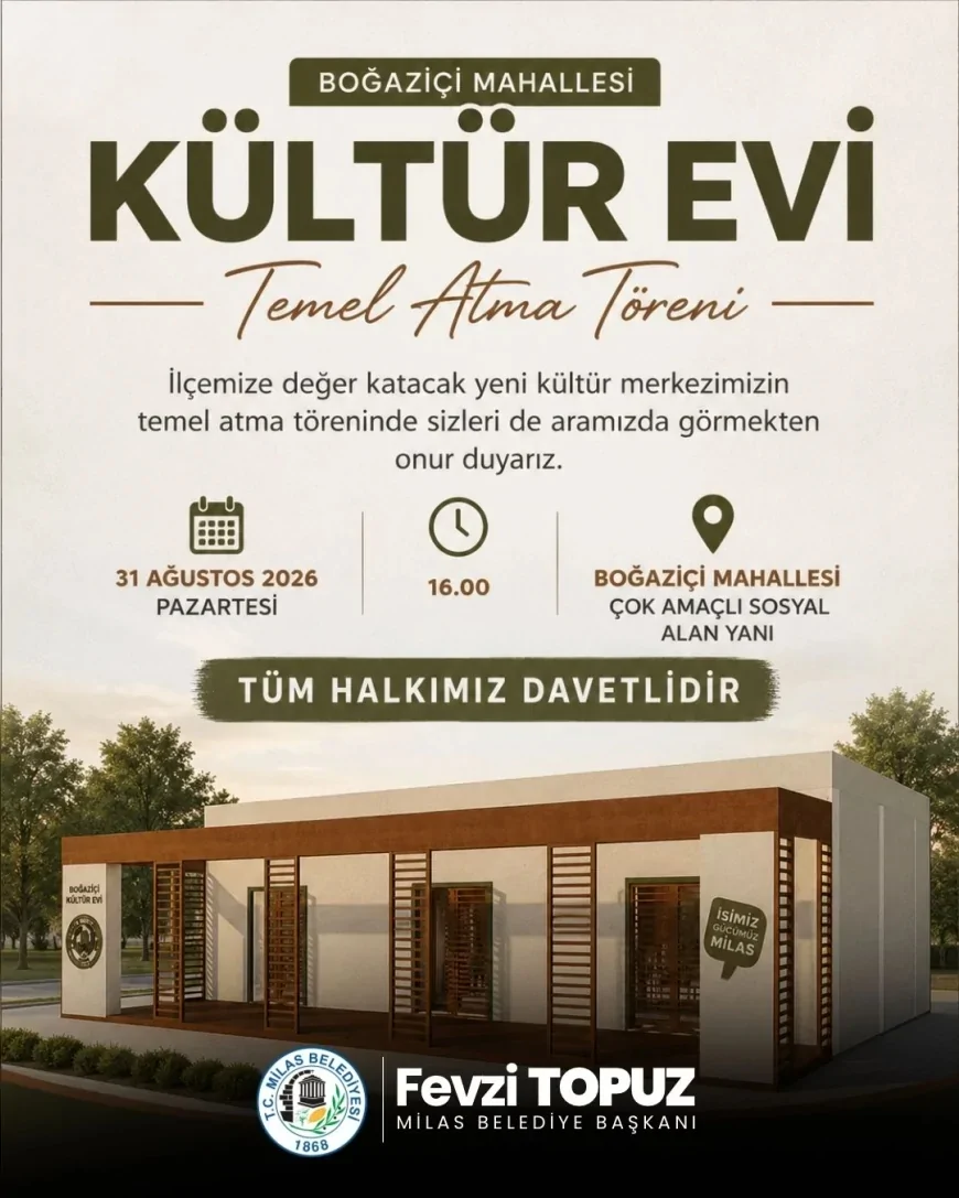 Milas Belediye Başkanı Fevzi Topuz: “Kültür evi dinamik bir yaşam merkezi olacak”
