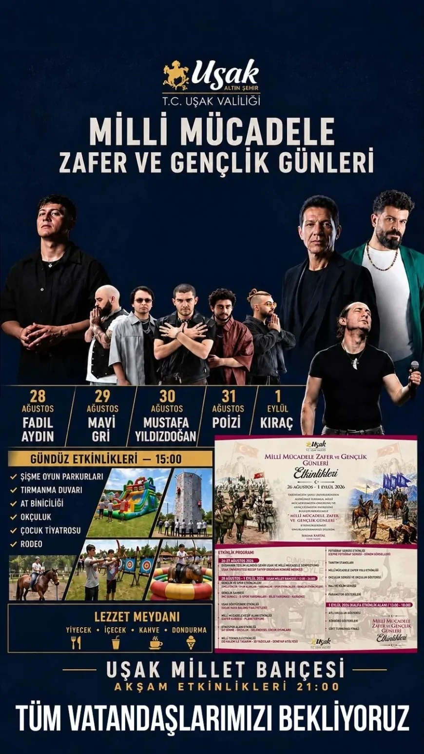 Uşak’ta Milli Mücadele, Zafer ve Gençlik Günleri 26 Ağustos-1 Eylül’de Etkinliklerle Kutlanacak