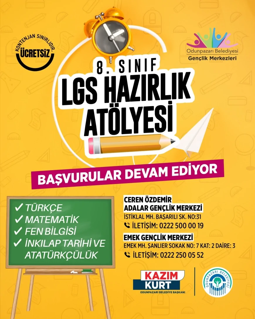 Odunpazarı Belediyesi’nin ücretsiz LGS Hazırlık Atölyesi için kayıtlar sürüyor