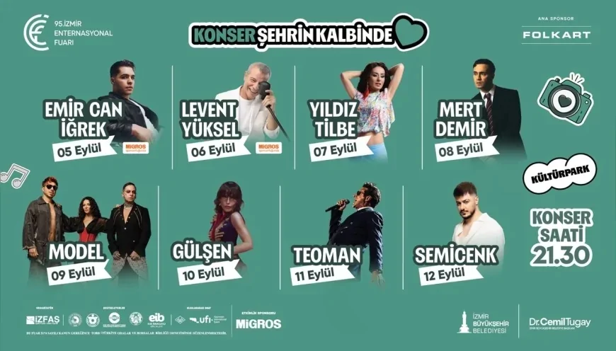 İzmir Enternasyonal Fuarı’nda Çim Konserleri rüzgarı esecek: Sekiz sanatçı Kültürpark’ta sahne alacak