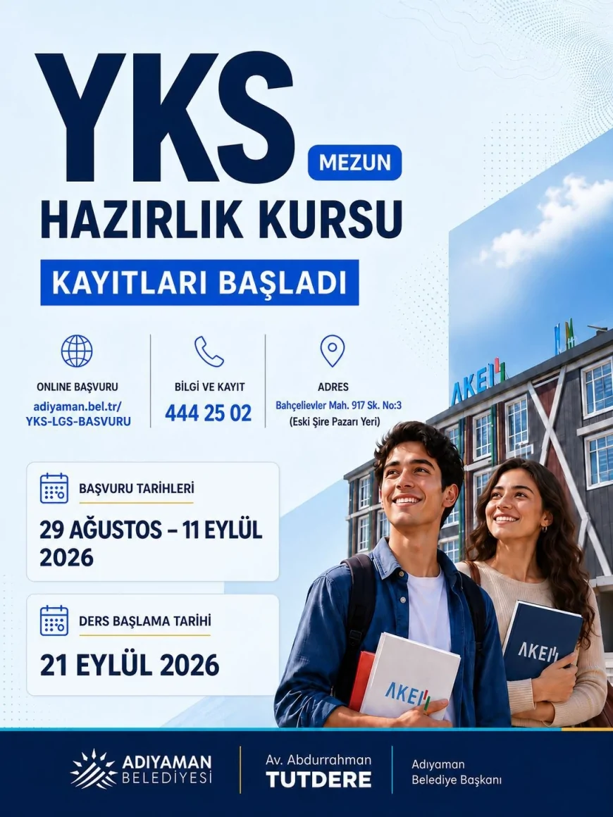 Adıyaman Belediyesi’nin YKS mezun hazırlık kurslarında kayıt süreci başladı