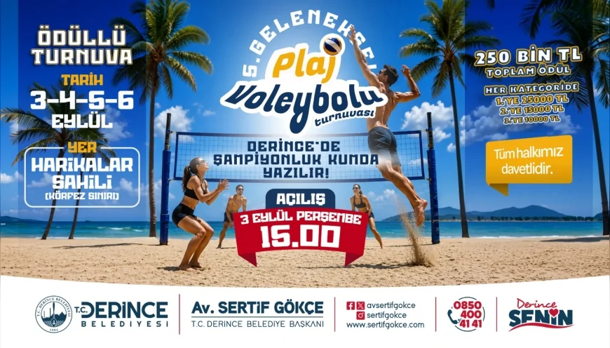 Derince’de Plaj Voleybolu Heyecanı Harikalar Sahili’nde 3 Eylül’de Başlıyor