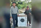 Koçarlı Kaymakamı Ramazan Taşkın’dan 91 ve 81 yaşındaki çifte hayatlarında ilk kez kullanacakları çamaşır makinesi sürprizi
