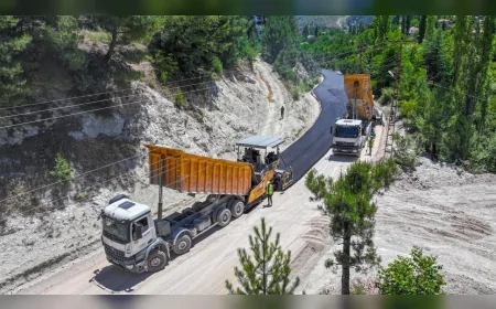 Denizli Büyükşehir Belediyesi Çameli Elmalı yolunda 2 bin 450 metrelik güzergahı baştan sona yeniledi!