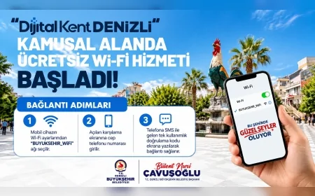 Denizli Büyükşehir Belediyesi kentte 7 noktada ücretsiz ve güvenli Wi-Fi hizmetini başlattı