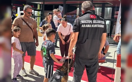 Maltepe Belediyesi MAK ekibi çocuk şenliğinde afet bilinci oluşturdu, arama kurtarma köpeği Zeyna gösteri yaptı