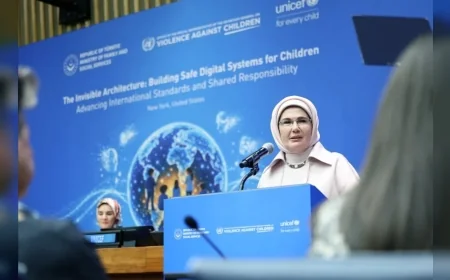Emine Erdoğan BM’de çocuklar için güvenli dijital sistem çağrısı yaptı: “Güvenlik tasarımın çıkış noktası olmalı”