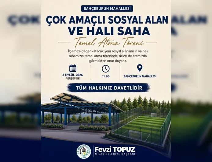 Milas Belediyesi, Bahçeburun Mahallesi’ne Çok Amaçlı Sosyal Alan ve Halı Saha Kazandırıyor