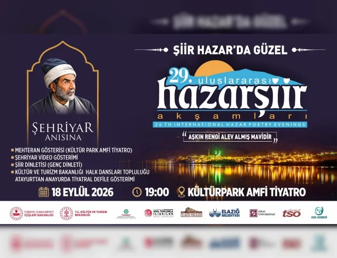 Elazığ’da 29. Uluslararası Hazar Şiir Akşamları 18-19 Eylül’de Şiir ve Kültür Buluşmalarıyla Gerçekleştirilecek