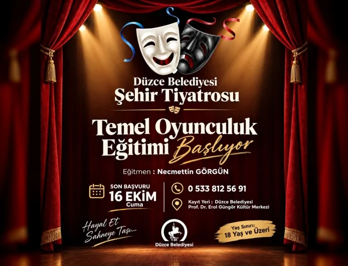 Düzce Belediyesi Şehir Tiyatrosu ücretsiz Temel Oyunculuk Eğitimi için kayıtları başlattı