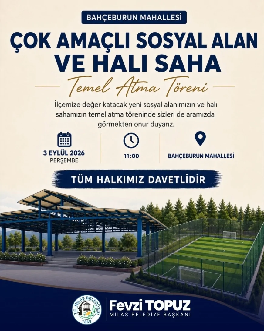 Milas Belediyesi, Bahçeburun Mahallesi’ne Çok Amaçlı Sosyal Alan ve Halı Saha Kazandırıyor