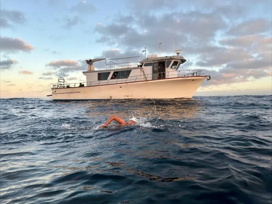 İzmirli ultra maraton yüzücüsü Tuna Tunca Catalina Kanalı’nı 11 saatte geçerek Ocean’s Seven hedefine yaklaştı