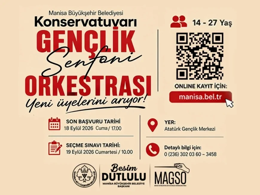 Manisa Büyükşehir Belediyesi Gençlik Senfoni Orkestrası yeni genç müzisyenlerini arıyor