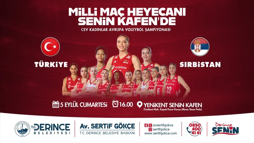 Derince’de Filenin Sultanları’nın Sırbistan yarı finali dev ekranda izlenecek