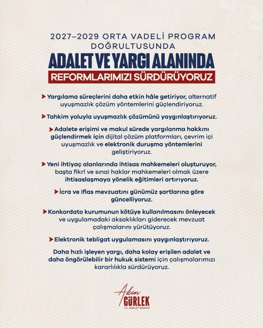Adalet Bakanı Akın Gürlek: “Adalete erişimi kolaylaştıracak reformlarımızı kararlılıkla sürdüreceğiz”