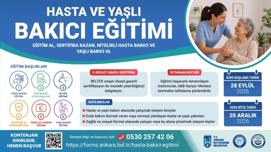 Ankara Büyükşehir Belediyesinden sertifikalı hasta ve yaşlı bakıcı eğitimi için başvurular başladı