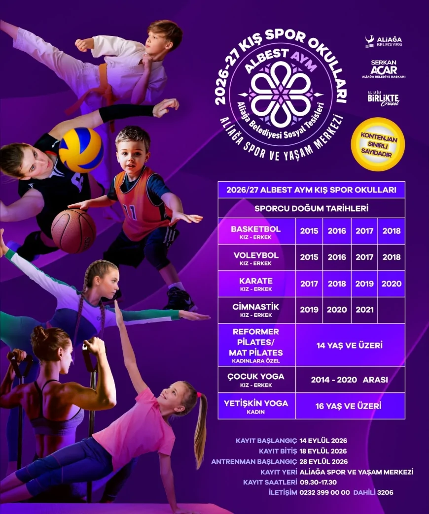 Aliağa Belediyesi 2026-2027 Kış Spor Okulları kayıtları 14 Eylül’de başlıyor