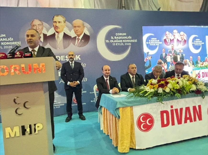 MHP Çorum İl Kongresi’nde Mehmet İhsan Çıplak tek aday olarak yeniden il başkanı seçildi