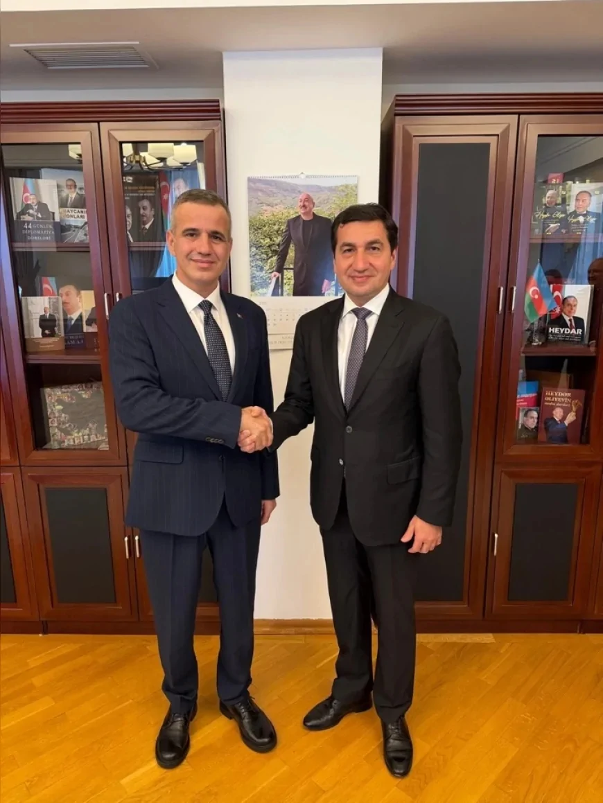 Azerbaycan Cumhurbaşkanı Yardımcısı Hikmet Hacıyev, Ferhat Pirinççi ve İletişim Başkanlığı heyetini kabul etti
