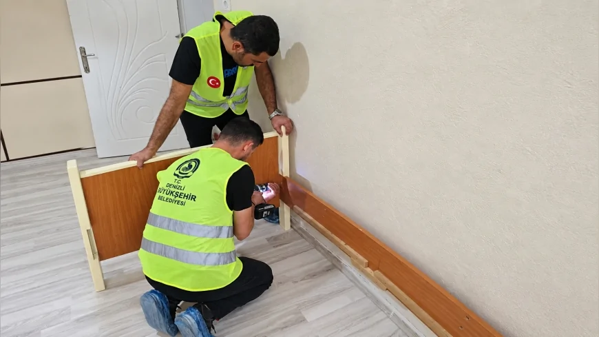 Denizli’de yangında eşyaları kül olan anne ve 5 çocuğa Sevgi Eli desteği