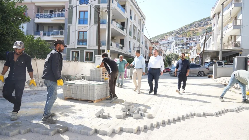 Milas Belediyesi cadde ve sokakları yeniliyor, parke kaplama çalışmaları ilçeye yayılıyor