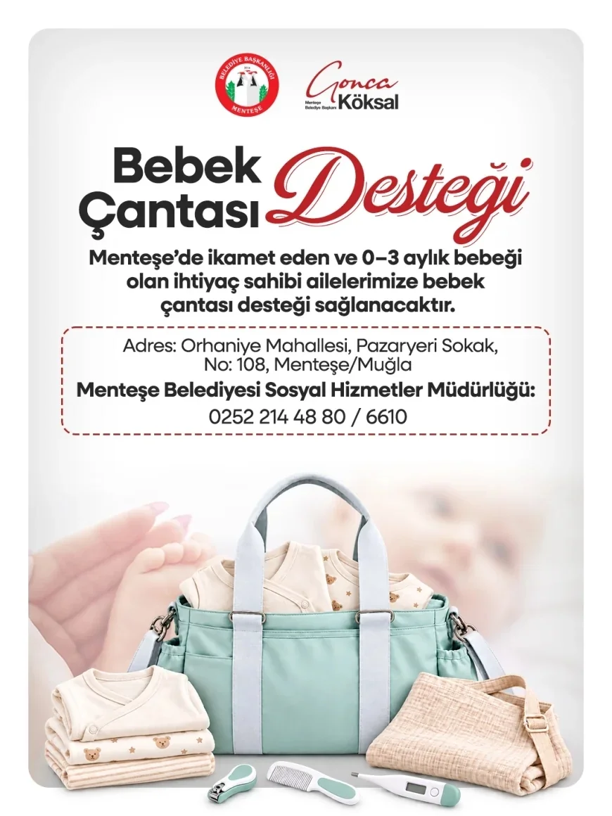 Menteşe Belediyesi, 0-3 aylık bebeği bulunan ihtiyaç sahibi ailelere bebek çantası desteği başlattı