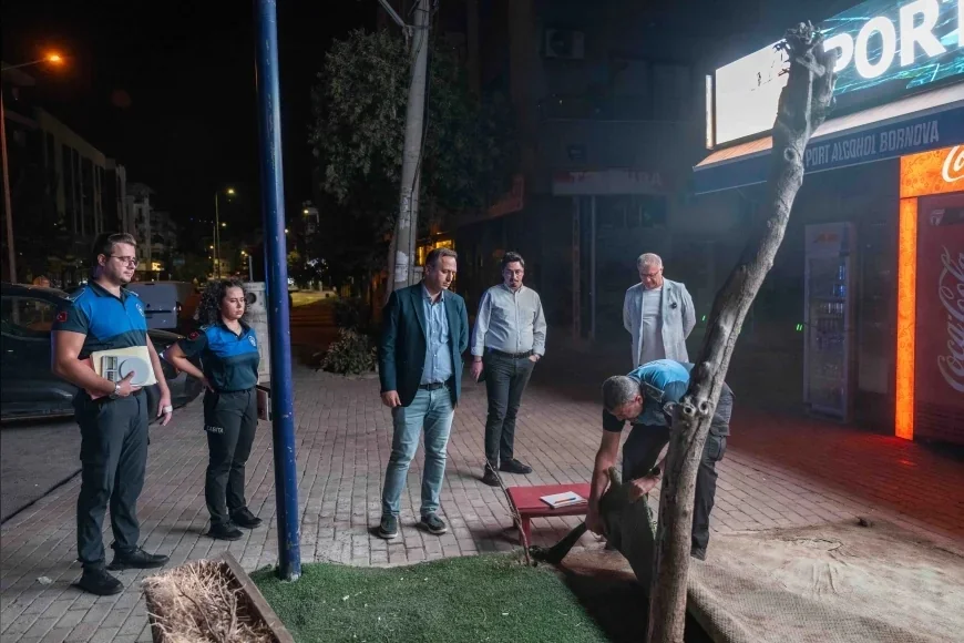 Bornova Belediye Başkanı Ömer Eşki gece yarısı denetimine katıldı, Çamdibi’nde 4 işletmeye yasal işlem