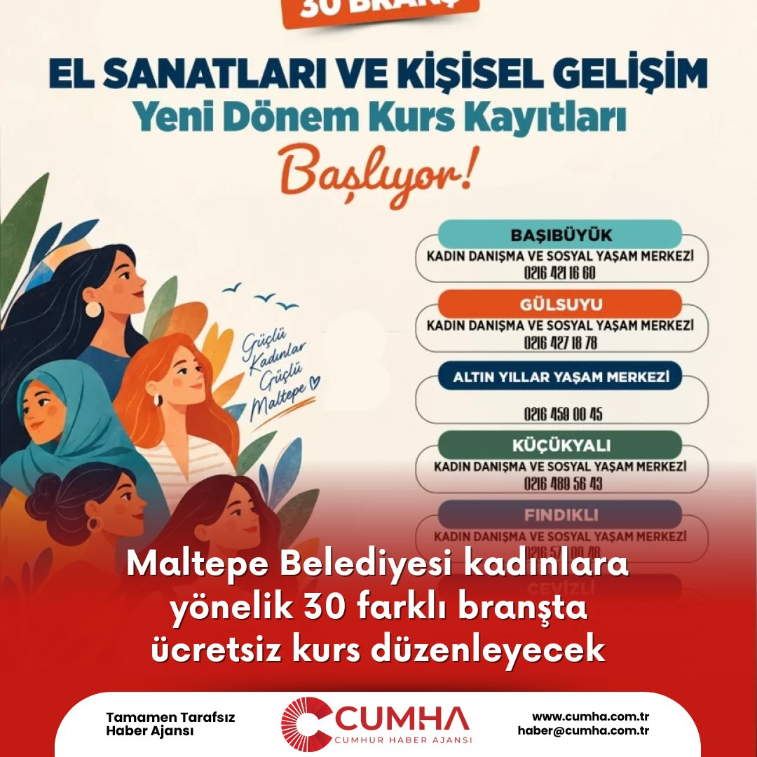Maltepe Belediyesi kadınlara yönelik 30 farklı branşta ücretsiz kurs düzenleyecek