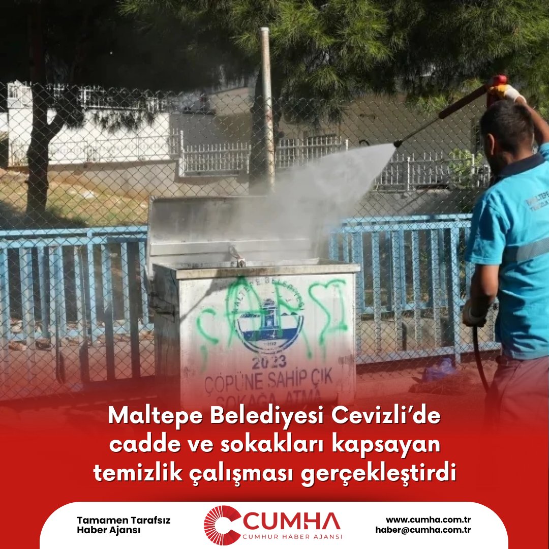 Maltepe Belediyesi Cevizli’de cadde ve sokakları kapsayan temizlik çalışması gerçekleştirdi