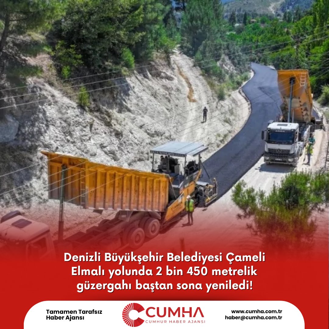 Denizli Büyükşehir Belediyesi Çameli Elmalı yolunda 2 bin 450 metrelik güzergahı baştan sona yeniledi!