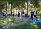 Bornova’da kadınlar sağlık ve huzur için açık havada yoga etkinliğinde buluştu