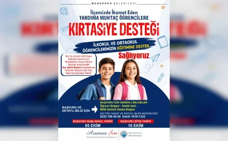 Menderes Belediyesi, İlkokul ve Ortaokul Öğrencilerine Kırtasiye Desteği İçin Başvuruları 5 Ekim’de Başlatıyor