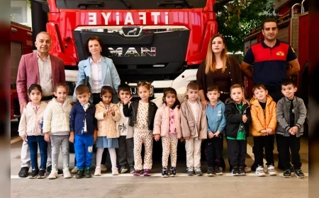 Yunusemreli 55 minik öğrenci İtfaiye Haftası’nda yangına müdahaleyi uygulamalı öğrendi
