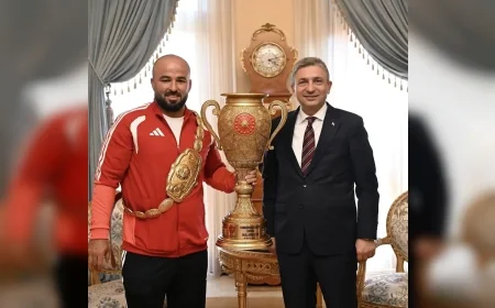 Başpehlivan Orhan Okulu’ndan Antalya Valisi Hulusi Şahin’e Şampiyonluk Ziyareti