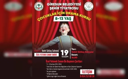 Giresun Belediyesi Şehir Tiyatrosu Gençler İçin Oyunculuk ve Reji Atölyesi, Çocuklar İçin Drama Kursu Açıyor